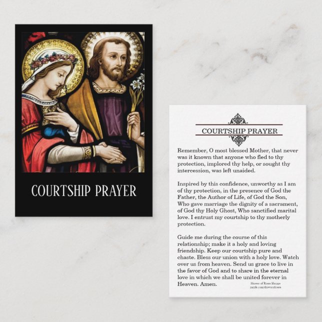 Carte sainte de prière de fiançailles de cour (Devant / Derrière)