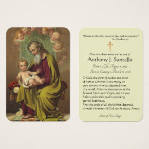 Carte sainte de prière funèbre d'anges de St