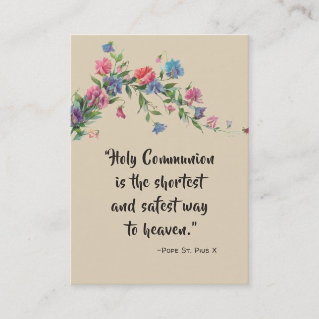 Carte sainte de roses de citation de communion de (Devant)