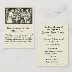 Carte sainte de souvenir baptismal catholique de