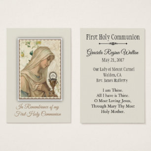 Carte Sainte de Souvenir pour la Première Sainte C