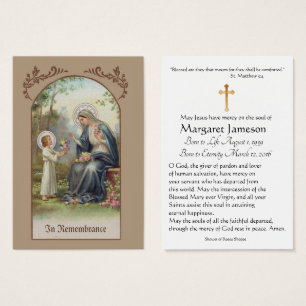 Carte Sainte du Mémorial funéraire catholique Vier