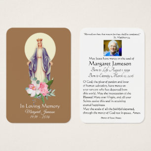 Carte Sainte du Mémorial funéraire catholique Vier