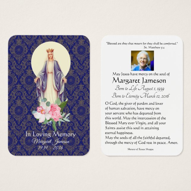 Carte Sainte du Mémorial funéraire catholique Vier (Devant & derrière)