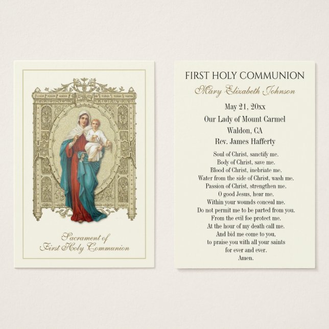 Carte Sainte du Souvenir catholique de la première (Devant & derrière)