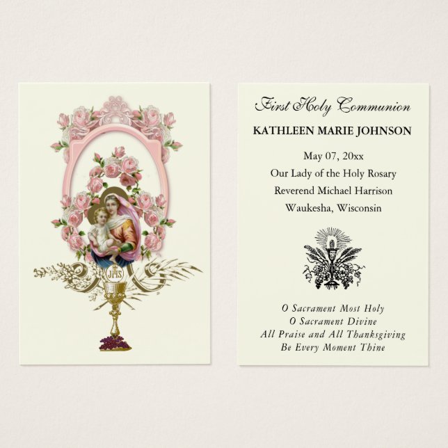 Carte Sainte du Souvenir catholique de la première (Devant & derrière)