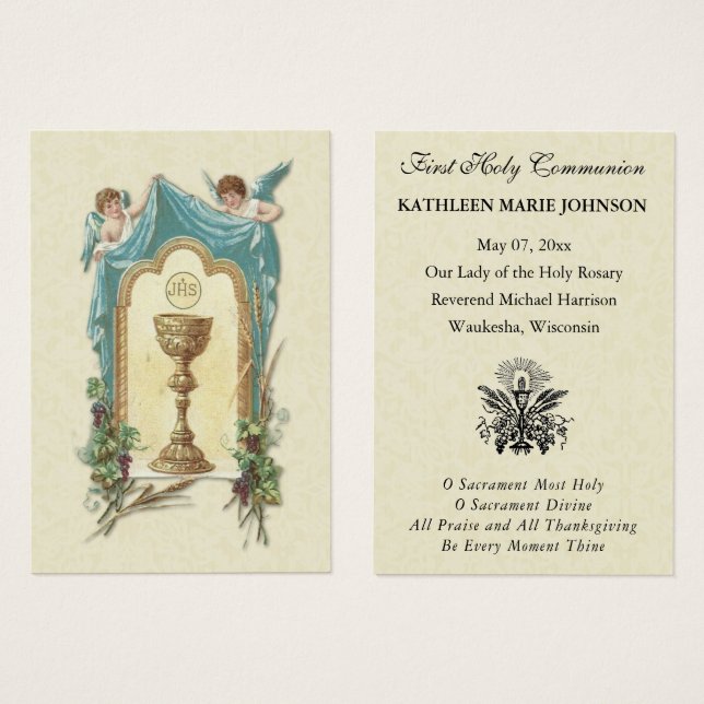 Carte Sainte du Souvenir catholique de la première (Devant & derrière)