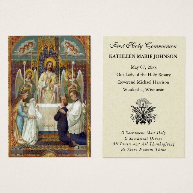 Carte Sainte du Souvenir catholique de la première (Devant & derrière)