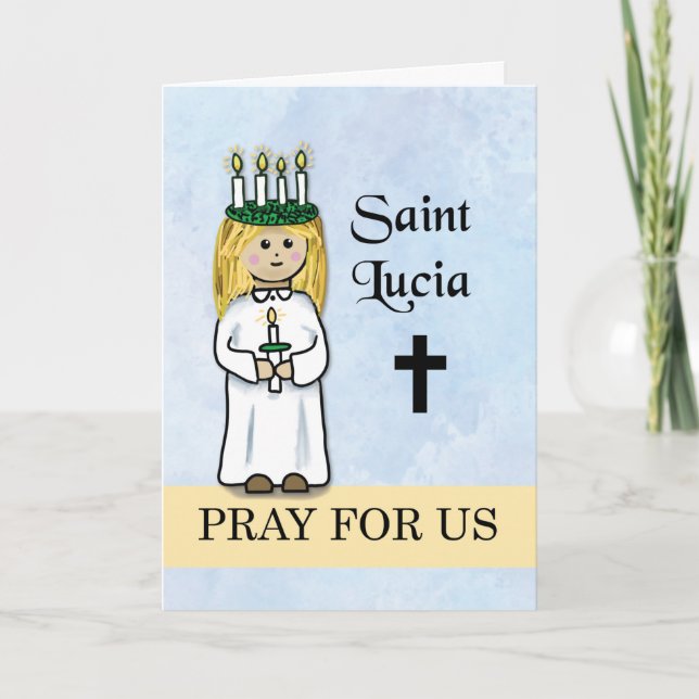 Carte Sainte-Lucie catholique Sainte-Lucie Priez pour no (Devant)