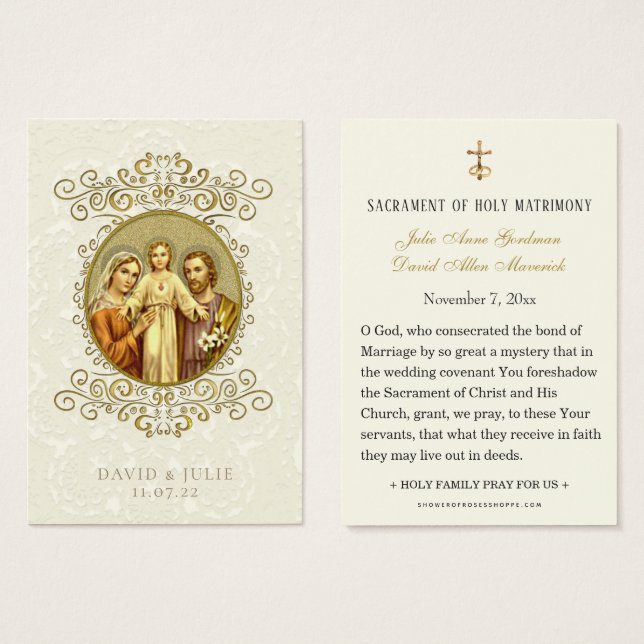 Carte sainte Mariage catholique traditionnelle (Devant & derrière)