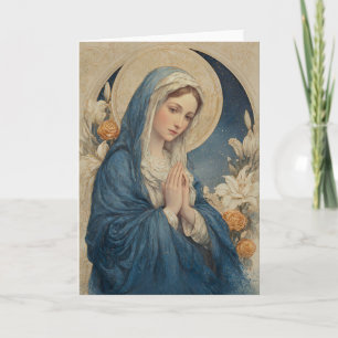 Carte Sainte Marie en bleu avec halo