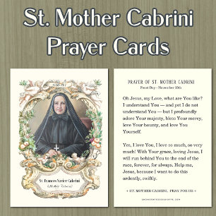 Carte Sainte Mère Cabrini Prière religieuse Nonne