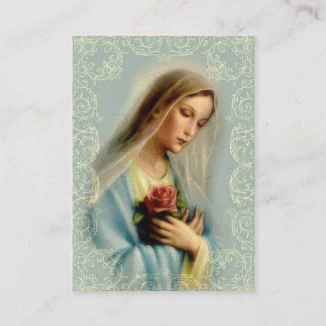 Carte sainte | notre Madame avec le blanc du rose (Devant)