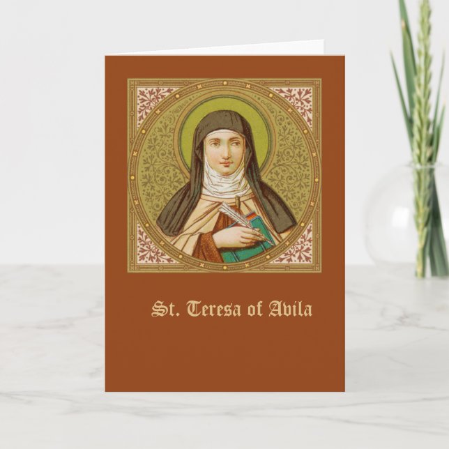 Carte Sainte Thérèse d'Avila (SNV27) Salutation blanche (Devant)
