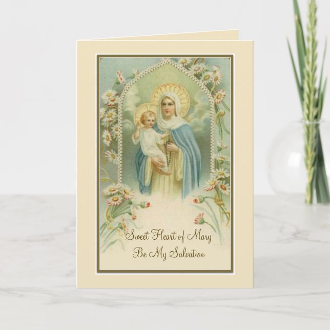Carte Sainte Vierge Marie Bébé Jésus Fleurs du Saint Ros (Devant)