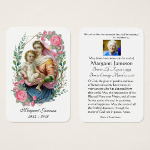 Carte Sainte Vierge Marie Jésus funéraire -