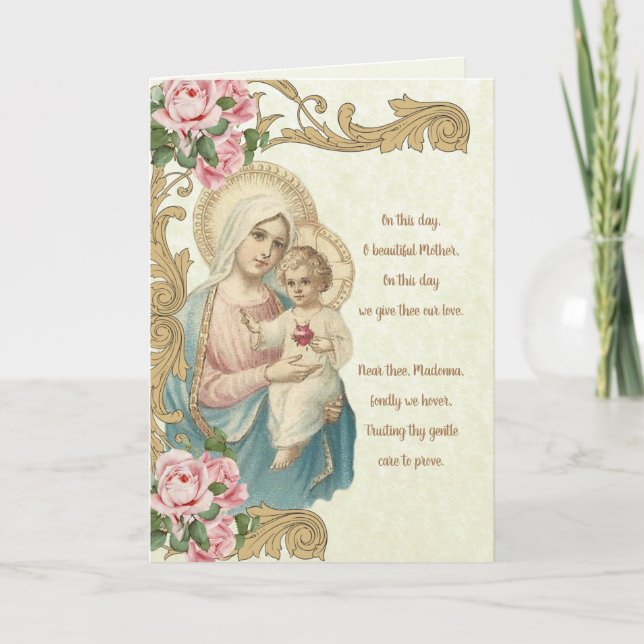 Carte Sainte Vierge Marie Jésus Vintage (Devant)
