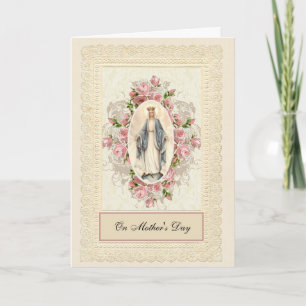 Carte Sainte Vierge Marie Rose Fête des mères