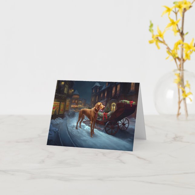 Carte Saison de Noël de Vizsla (Fleur jaune)