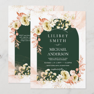 Carte Saison d'émeraude Coral Green Floral Mariage