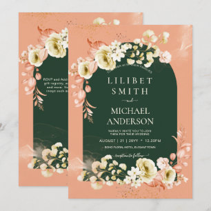 Carte Saison d'émeraude Coral Green Floral Mariage