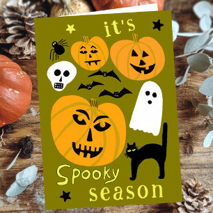 Carte Saison éffrayante Citrouilles Ghost Bat HAPPY HALL