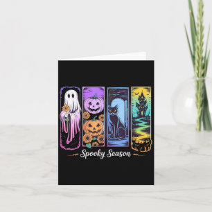 Carte Saison éffrayante Ghost Chat Citrouille Dans Frame