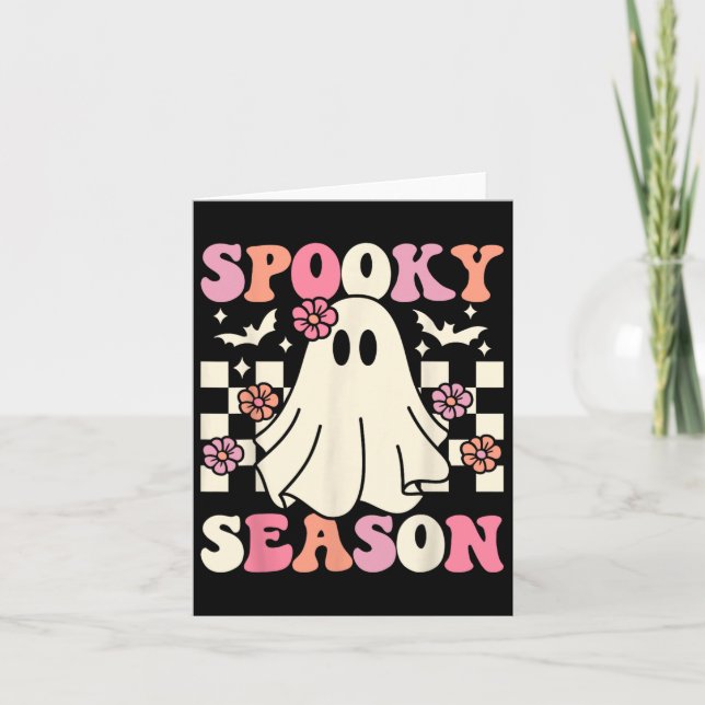 Carte Saison éffrayante Halloween Ghost Costume Rétro Su (Devant)
