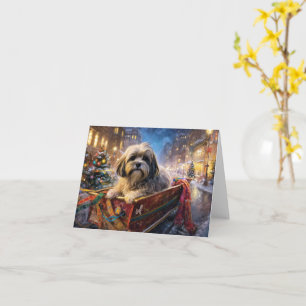 Carte Saison Festive de Noël de Lhasa Apso
