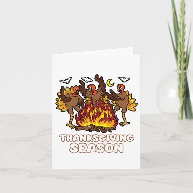 Carte Saison Thanksgiving Drôle Turquie Danser Automne A (Devant)