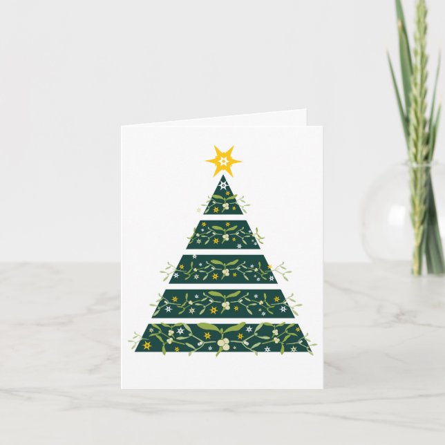 Carte saisonnière de l'arbre de Noël vert Mistleto (Devant)
