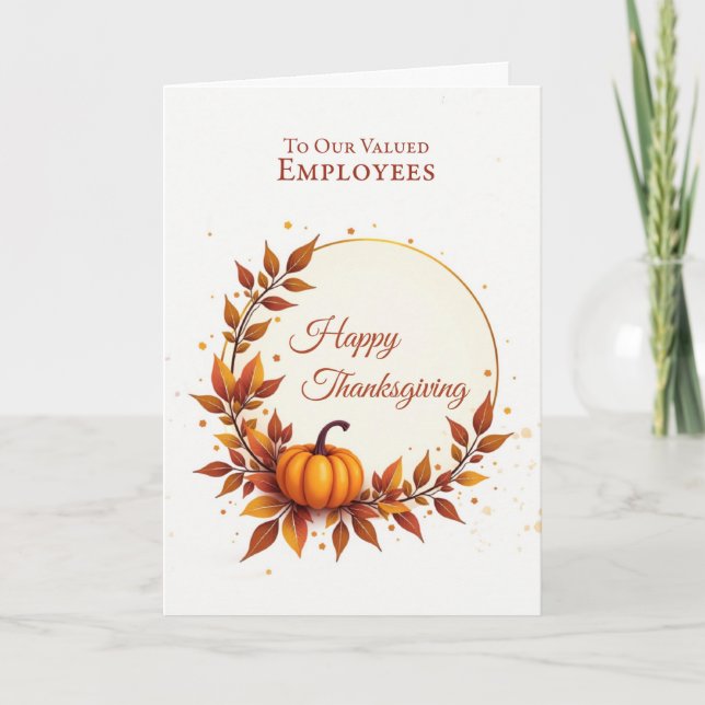 Carte Salariés Thanksgiving Appréciation Citrouille mode (Devant)