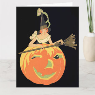 Carte Salle de Citrouille Art Déco Witch Jack-o'-lantern