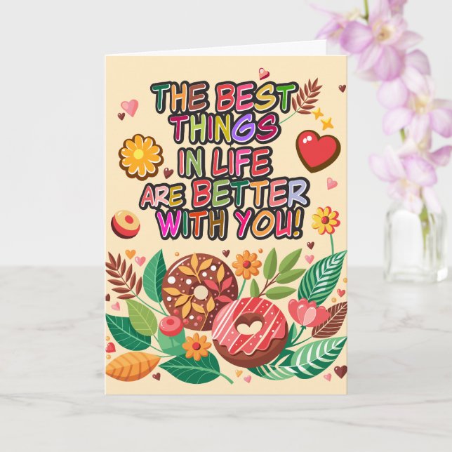 Carte Salle de classe Saint-Valentin Boho Donuts et fleu (Orchidée)
