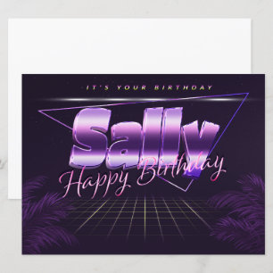 Carte Sally Name Prénom lila retro Map Anniversaire