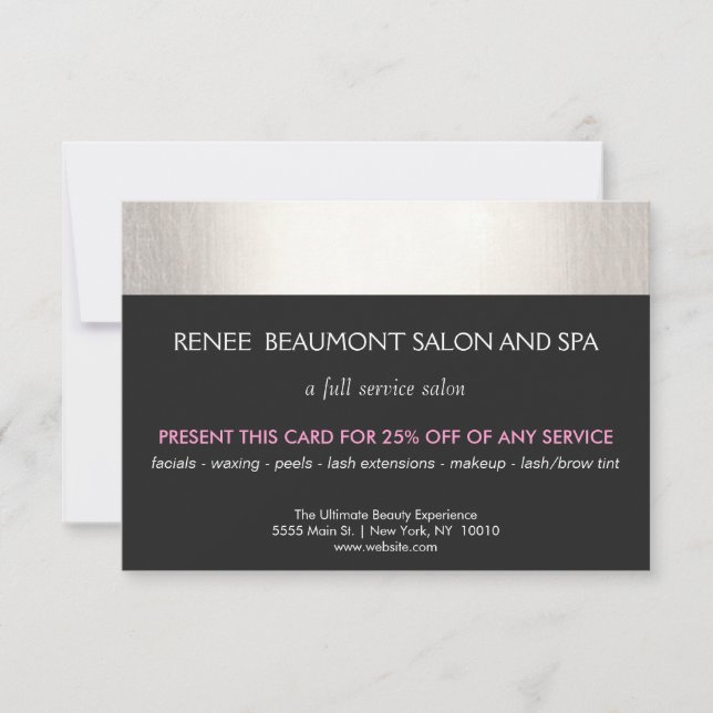 Carte Salon d'argent et de noir et coupon client Spa (Devant)