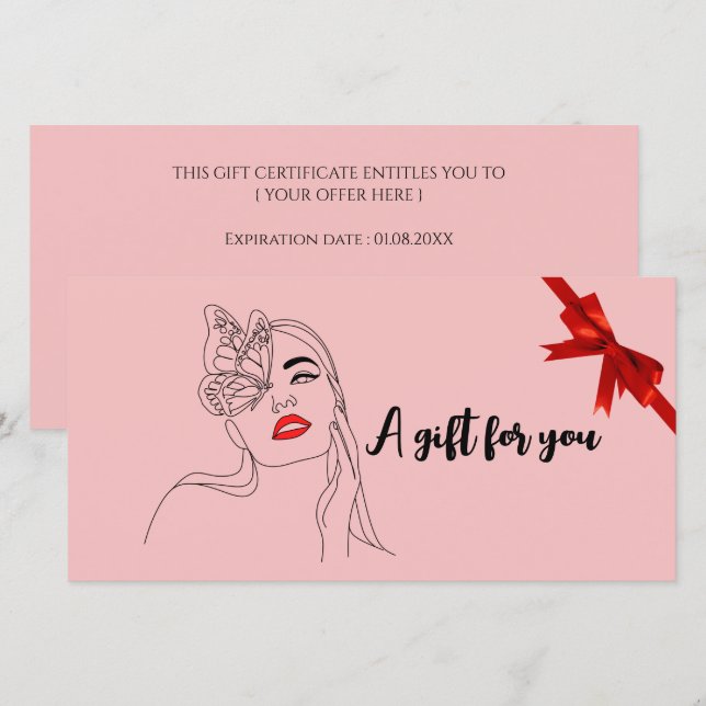 Carte Salon de beauté cadeaux certificats (Devant / Derrière)