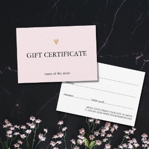 Carte Salon de Beauté Élégant Rose Propre Faux Cœur en O