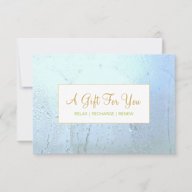 Carte Salon et Spa Aqua Blue Glass Certificat cadeau (Devant)