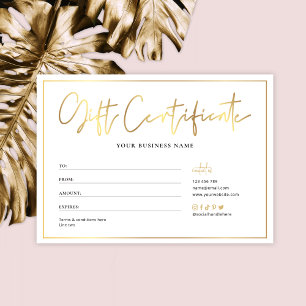 Carte Salon Glam Gold Logo Certificat cadeau moderne