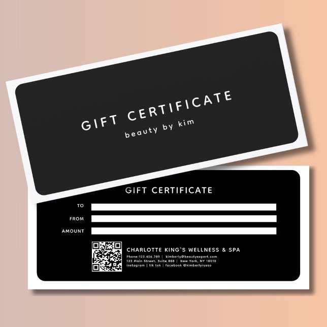 Carte Salon moderne tendance QR Code certificat cadeau (Modern Trendy Salon QR Code Custom Gift Certificate)
