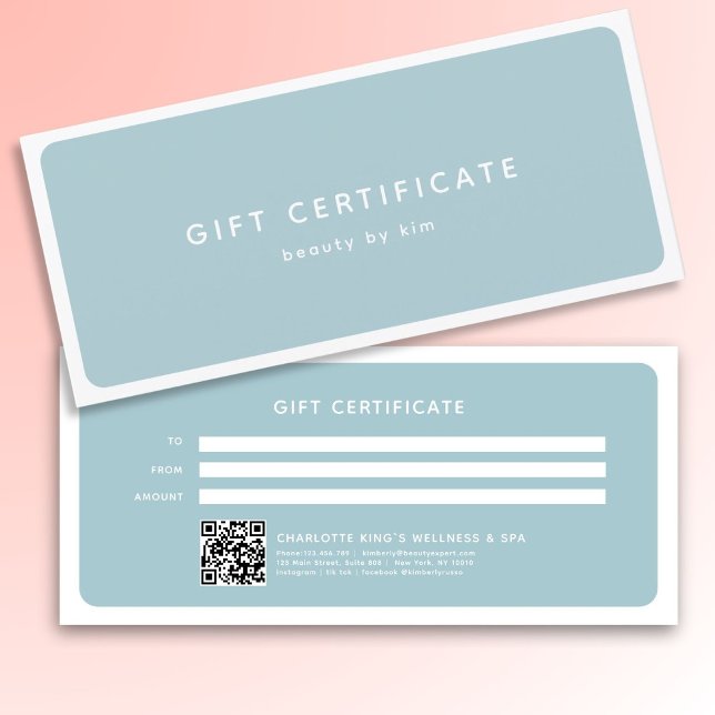 Carte Salon moderne tendance QR Code certificat cadeau (Modern Trendy Salon QR Code Custom Gift Certificate)