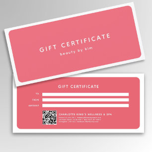 Carte Salon moderne tendance QR Code certificat cadeau
