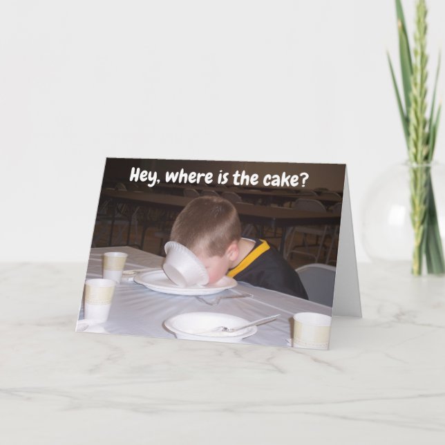 CARTE SALONS D'ANNIVERSAIRE DIRE **MANGER DU GÂTEAU** (Devant)