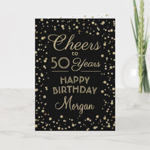 Carte Salue chaque année Anniversaire Noir Confetti 50e
