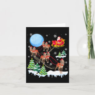 Carte Saluki Reindeer Chien de Noël équitation Santa Hat