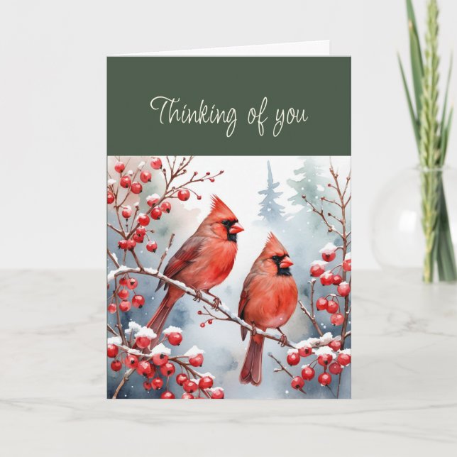 Carte Salut Bonjour la pensée de vous Red Bird Cardinals (Devant)