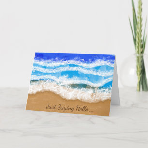Carte Salut, Vagues sur une plage de sable  