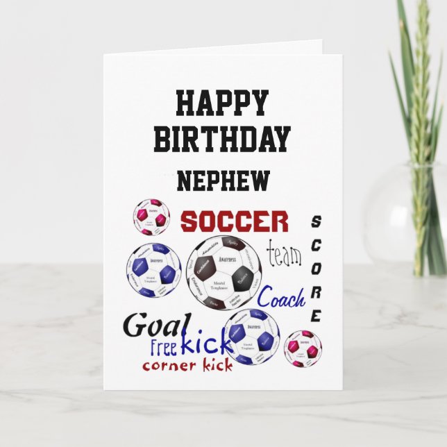 Carte Salutation anniversaire Nephew Fun Fun de football (Devant)