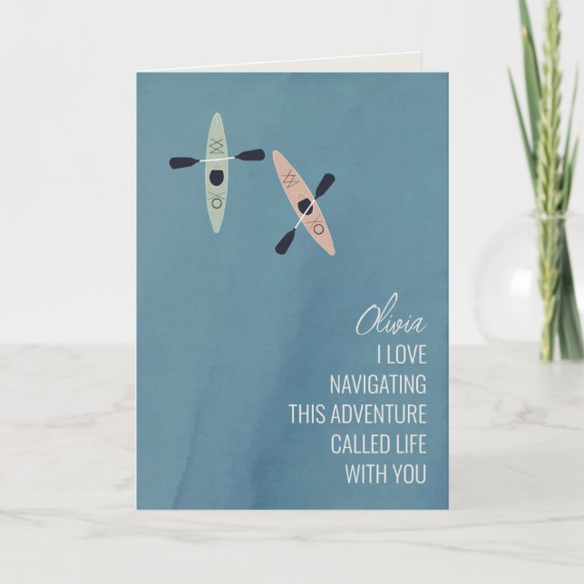 Carte Salutation d'amitié de kayaks sur un lac (Devant)